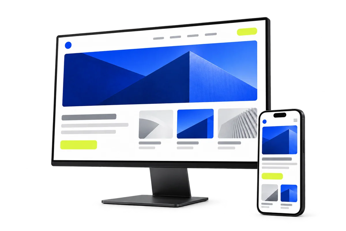 Illustrative desktop and mobile business website concept